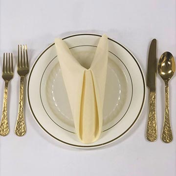 Gold Flatware with Disposable plate