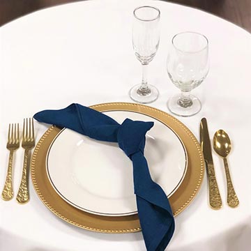 Gold Rim China with Gold Flatware