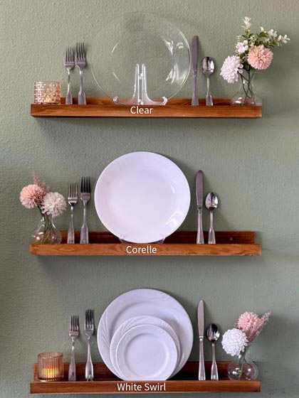 Standard China - Clear, Corelle, White Swirl