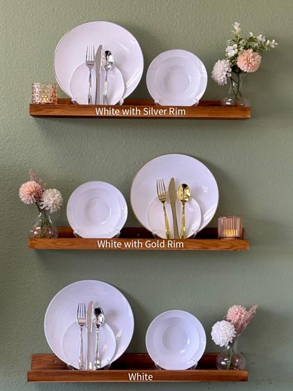Hard Plastic - White with Silver Rim, White with Gold Rim, White