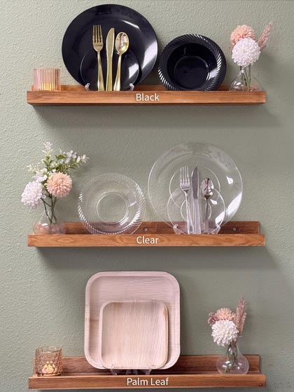 Hard Plastic/Palm Leaf - Black, Clear, Palm Leaf
