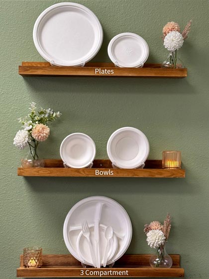 Biodegradable - Plates, Bowls, 3 Compartment